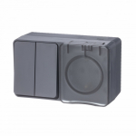 Блок 2кл + 1гн с З/К с крыш. шторки о/у антрацит IP54 AtlasDesign Profi54 Systeme Electric(1/6/48)