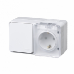 Блок 1кл + 1гн с З/К с крыш. шторки о/у белый IP54 AtlasDesign Profi54 Systeme Electric(1/6/48)