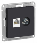 Розетка 2гн комп+ТВ RJ45+TV с/у карбон механизм кат.5е AtlasDesign Systeme Electric (1/10)