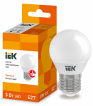 Лампа светодиод 3Вт шар Е27 3000К 216Лм матовая IEK (1/10/100)