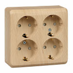 Розетка 4гн с З/К шторки о/у сосна 16А IP20 Этюд Systeme Electric