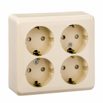 Розетка 4гн с З/К шторки о/у крем 16А IP20 Этюд Systeme Electric