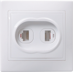 Розетка 2гн комп+ТФ RJ45+RJ11 с/у белый кат.5е РK/T12-КБ Кварта IEK (1/10/200)