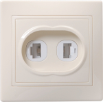 Розетка 2гн комп+ТФ RJ45+RJ11 с/у крем кат.5е РК/Т12-ККм Кварта IEK (1/10/120)