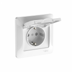 GLOSSA РОЗЕТКА с заземлением со шторками с крышкой, 16А, IP20, в сборе, БЕЛЫЙ