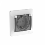 GLOSSA РОЗЕТКА с заземлением со шторками с крышкой, 16А, IP44, в сборе, БЕЛЫЙ