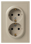 Розетка ЭРА Galaxy 15-2104-04 с заземлением двойная 2X2P+E Schuko 16А-250В IP20 шампань Розетка ЭРА Galaxy 15-2104-04 с заземлением двойная 2X2P+E Schuko 16А-250В IP20 шампань