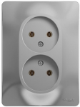 Розетка 2гн без З/К с/у алюминий в сборе 16А Glossa Systeme Electric  (1/15)