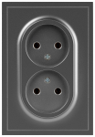 Розетка ЭРА Galaxy 15-2107-06 без заземления двойная 2X2P 16А-250В IP20 графит