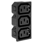 Розетка с 3 разъемами IEC C13 250В 15A черный EKF