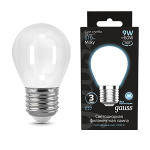 Лампа светодиод 9Вт Шар 610Лм 4100К Е27 филамент молочн LED Gauss Filament 1/10/50