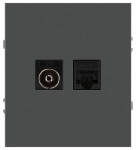 Розетка ЭРА Arktik 16-3110-06 комбинированная RJ45+TV графит Розетка ЭРА Arktik 16-3110-06 комбинированная RJ45+TV графит