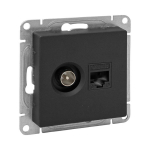 Розетка TV+RJ45 (cat5), чёрный Эпика EKF