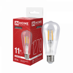 Лампа светодиодная LED-ST64-deco 11Вт 230В Е27 4000К 1270Лм прозрачная IN HOME Лампа светодиодная LED-ST64-deco 11Вт 230В Е27 4000К 1270Лм прозрачная IN HOME