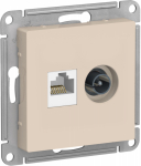 Розетка 2гн комп+ТВ RJ45+TV с/у крем механизм кат.5е AtlasDesign Systeme Electric (1/10)