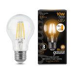 Лампа светодиод 10Вт 930Лм 2700К Е27 А60 шаг. диммирование LED Gauss Filament 1/10/40