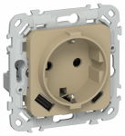 FLITE Роз.с з/к/ш 16А USB AC 20Вт б/к РСЮшс11-1-ФлХ хак. IEK