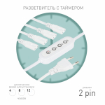 Разветвитель сетевой для линейных светильников ЭРА Разветвитель 4х IEC C7 2pin 2m+timer на 4 точки с таймером 4, 8, 12H