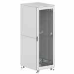 Шкаф напольный разобранный 19   IT-CQE-N 42U 600x800мм, крыша с вырубкой, дверь стекло и сплошная металл, двойные боковые панели, серый RAL7035