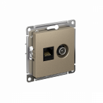 Розетка 2гн комп+ТВ RJ45+TV с/у шампань механизм кат.5е AtlasDesign Systeme Electric (1/10)