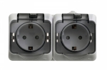 Розетка 2гн с З/К с крыш. шторки о/у серый 16А IP44 Этюд Systeme Electric  (1/7)