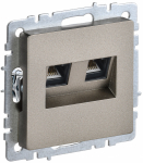 Розетка 2гн комп+комп RJ45+RJ45 с/у шампань кат.6 механизм РК11-2-БрШ BRITE IEK (10/100)