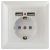 Розетка Intro Solo 4-410-06 с заземлением P+E Schuko со шторками, 16А-250В + 2хUSB, IP20, СУ, перламутр