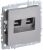 Розетка 2гн комп+комп RJ45+RJ45 с/у сталь кат.6 механизм РК11-2-БрС BRITE IEK (10/100)