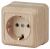 Розетка Intro Quadro 2-202-11 с заземлением 2P+E Schuko, 16А-250В, IP20, ОУ, сосна