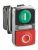 Кнопочный выкл. в сборе 2 упр. элемента красный + зеленый прямоугол. линза, 1НО 1НЗ IP66 с подсветкой, без фиксации, SE