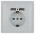 Розетка Intro Solo 4-410-01 с заземлением P+E Schuko со шторками, 16А-250В + 2хUSB, IP20, СУ, белый